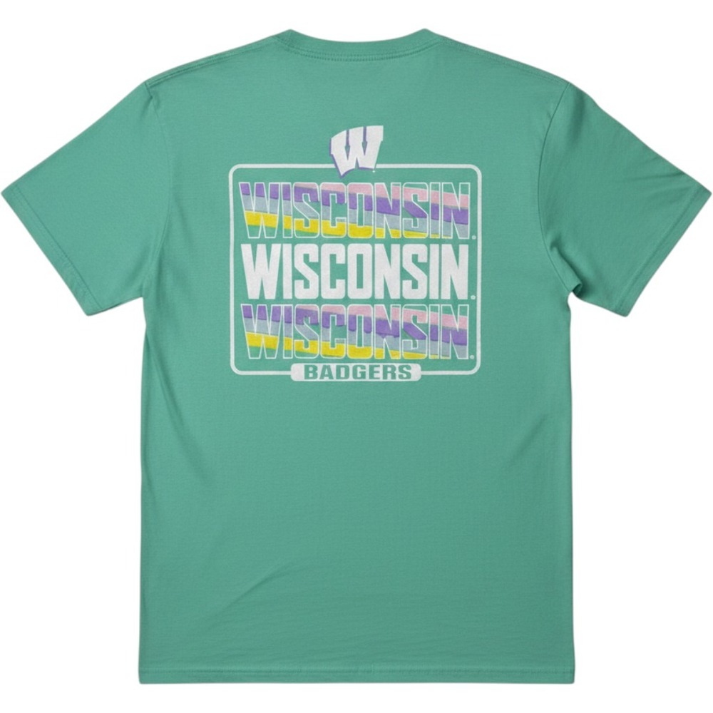 Wisconsin Badgers Mint Green Cotton Graphic Tee Shirt Womens Small NEW‎